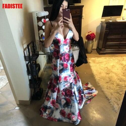 FADISTEE New arrival sexy party evening dresses Vestido de Festa mermaid prom satin Robe De Soiree V-neck lace-up pattern