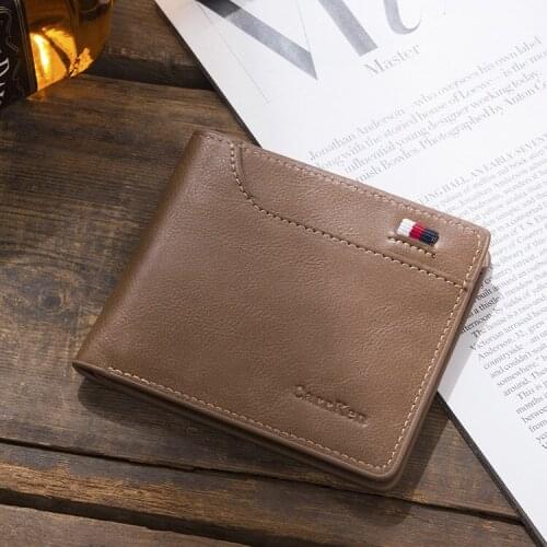 Mens Wallet Short 2020PU Soft Leather Cross Ultra-Thin Wallet Mens Short Students Korean-Style Vertical Wallet Fashion Men