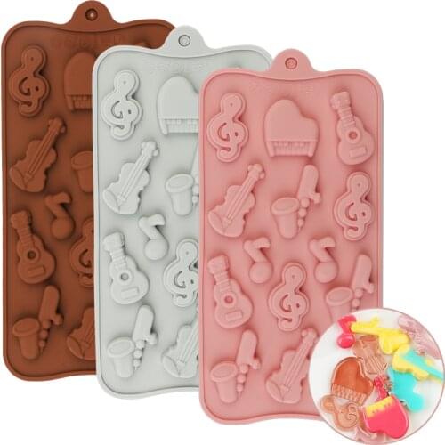 Musical Instruments Silicone Chocolate Mold Fondant Party Decoration DIY Cake Decorating Tools For Mousse Dessert Baking Mould