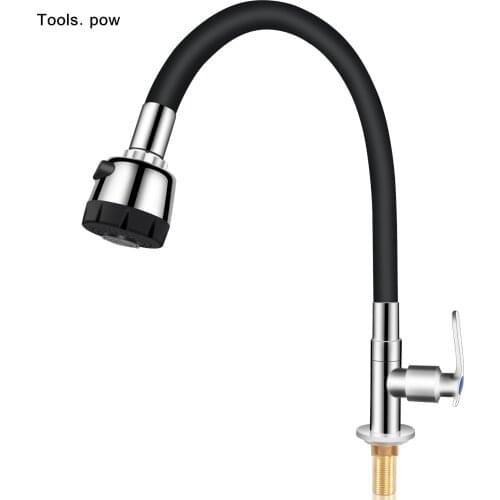 New kitchen Sink Faucet 360 Degree Rotating Hot and Cold Water Faucet with Single Handle Polished Chrome Black Home Basin Faucet