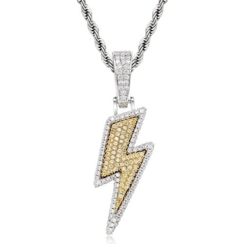 New 2020 Iced Out Lightning Necklace & Pendant New Arrival AAA Zircon MenS Necklace Fashion Hip Hop Jewelry Gift