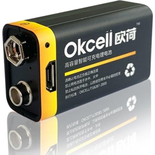 9V 900mAh Micro USB Rechargeable Lipo Battery for Multimeter Microphone Remote