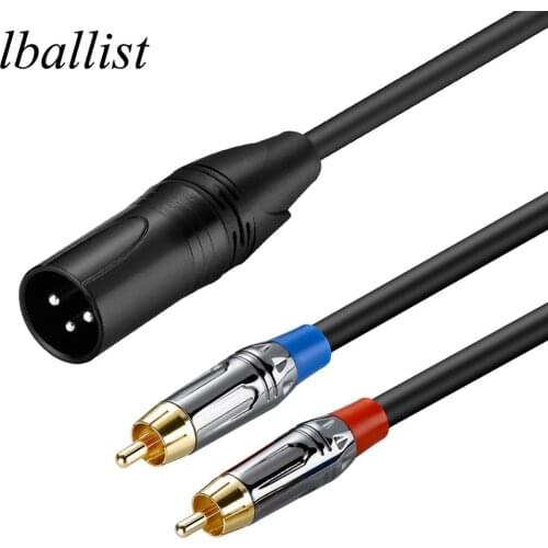 Lballist 2RCA to XLR Male Y Splitter Cable Unblanced Foil+Braided Shielded For Mixer Amplifier