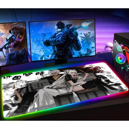 RGB Gintama Anime Mouse Pad Gaming Mause Pad Gamer Mousepad Alfombrilla Raton Deskmat Rubber No-slip with Backlit Mausepad 25X35