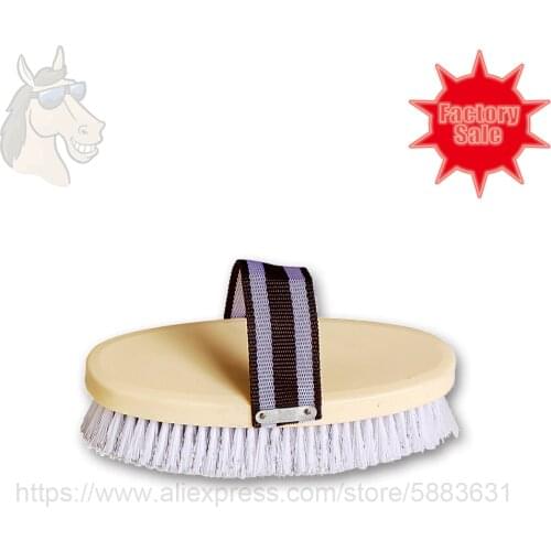 47 5028 8'' Horse body brush with soft white and black bristles milky white backpack 20.5*9cm grooming brush factory direct sale