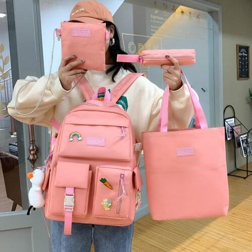 Bag female 2020 new college students' leisure backpack backpack bag 4 times in junior high school students
