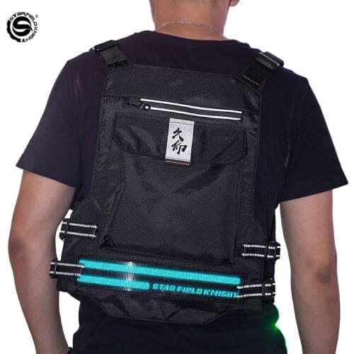 Street Moto Reflective Armor Vest Men Safety Life Jacket For Motorcycle Protective Vest LED Lights Night Cycling Jacket Off Road