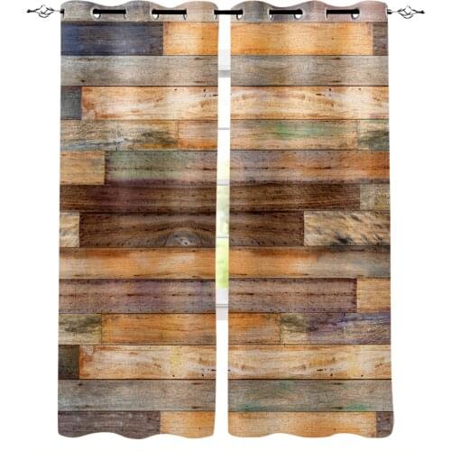 Vintage Wood Texture Window Curtains for Living Room Bedroom Kitchen Modern Curtains Home Decoration Drapes Blinds