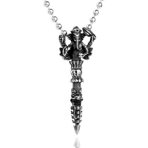Indian Ganesha pendant For Men Stainless Steel Religion Necklace chain Jewelry