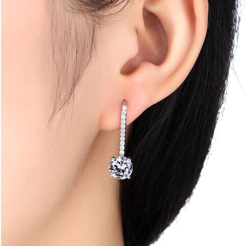 Beiver Clear AAA CZ Fashion 2018 New Dangle Earrings for Women AAA Cubic Zirconia Silver color Jewelry Best Gifts Free Shipping