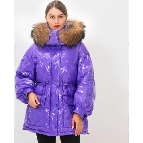 90% white duck down jacket 2020 large natural raccoon fur hood winter down jacket womens long waterproof puffer jacket parka