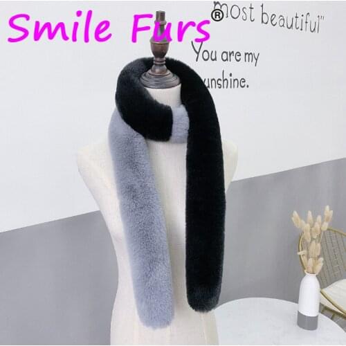 2021 Fashion Women Handy Scarf Faux Rex Rabbit Fur Collar 155*8cm Patchwork Jackets Furry Fur Decor Shawls Wraps New Muffler
