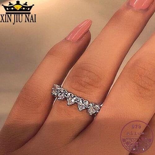 Womens Slim Crystal Simple Wedding Ring Micro Pave Heart Zirconia Simple Rings for Women Fashion Jewelry Wedding Rings