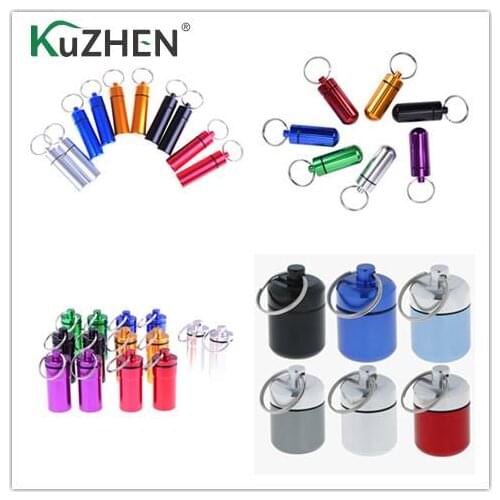 1/2/5Pcs Portable Pill Box Waterproof Sealing Aluminum Alloy Bottle Holder Container Drug Holder Keychain Box Case Container