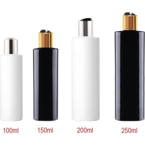 100/150/200/250ml white plastic bottles with gold disc cap,essential oils cosmetic packaging shampoo gel Liquid soap bottle