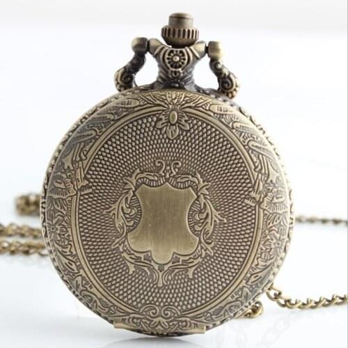 1021) Vintage Steampunk Style Retro Shield Pocket Watch Necklace 12pcs/lot. Large size . free shipping