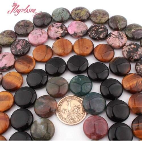 20mm Coin Rhodonite Fluorite Crystal Agates Jaspers Natural Stone Loose Beads For DIY Necklace Jewelry Making 15" Free Shipping