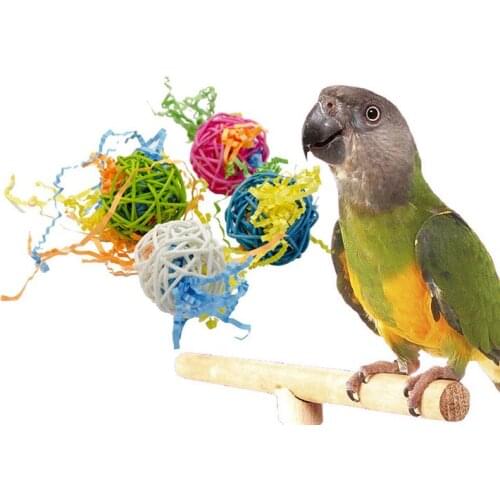 5/10pcs Colorful Rattan Balls Parrot Toys Bird Interactive Bite Chew Toys for Parakeet Budgie Cage Accessories Bird Playing Toys