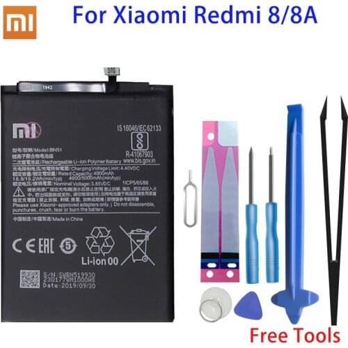 Xiao Mi Original Phone Battery BN51 5000mAhfor Xiaomi Redmi 8 / 8A High Quality Replacement Batteries Retail Package Free Tools