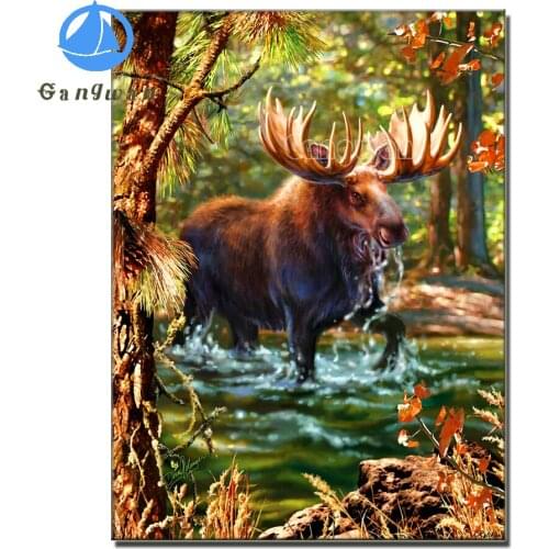 Mosaic diamond paintingBull Moose full square/round display 5d Diamond embroidery sale forest animal elk for Dining Room decor