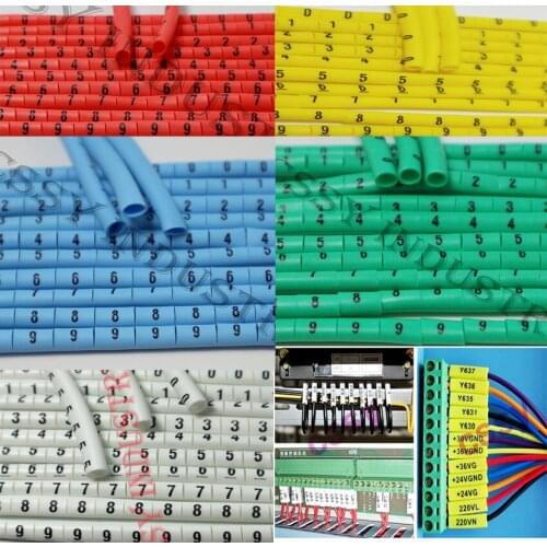 Freeshipping 0.5 0.75 1.0 1.5 2.5 4.0 6.0 8.0 10.0 16mm2 colorful cable marker plum tubing 0-9 different number