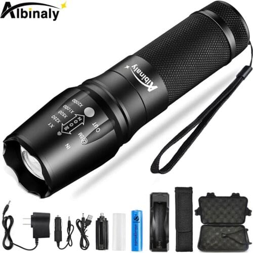 Ultra bright Led Flashlight T6/L2 waterproof Led Torch 5 Models Zoomable flashlight Use 18650 battery for Camping, hunting, etc