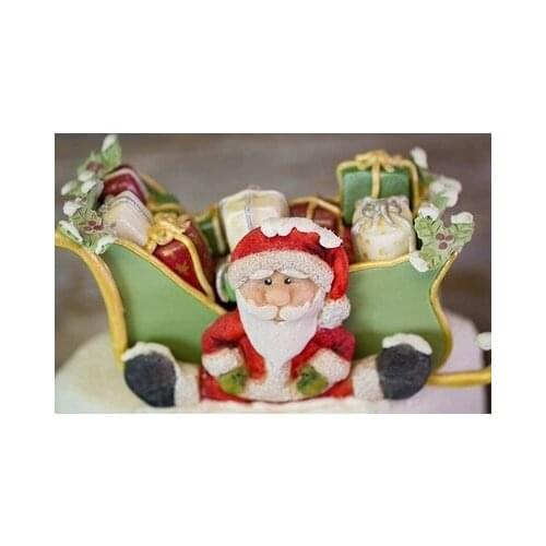 Fondant Mould Christmas Fondant Molds Chocolate Mold for Cake Decoration Silicone Moulds Santa with Gift Silicone PRZY