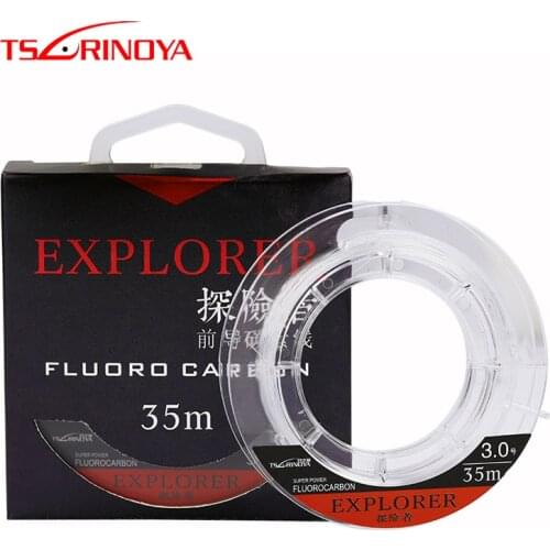 TSURINOYA EXPLORER 100% Fluoro Carbon Fishing Line 35m Fast Sinking Leader Line Sink Tip Floating Line Carp Wire Leader Line