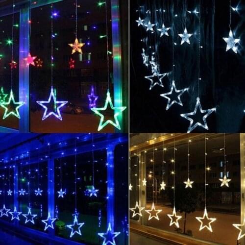 2.5M 138leds 8 Mode Star Led Curtain Icicle String Lights Romantic Holiday Christmas Light For Ramadan Wedding Garland Party