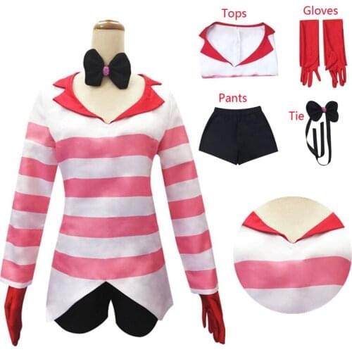 Hazbin Cosplay Hotel Costume Tops Shorts Suits Women Hazbin Dust Shirt Cos Angel Uniform Halloween Carnival Party Outfit Girls