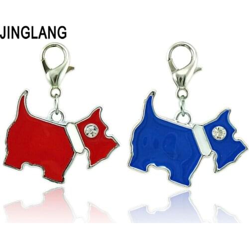 JINGLANG 12pieces/Lot Classic Lobster Clasp Charms Enamel Metal Dog Animal Pendants DIY Charms For Jewelry Making Accessories
