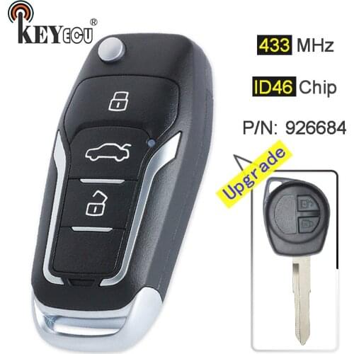 KEYECU 433MHz ID46 Chip P/N: 926684 Upgraded Flip Folding 2 Button Remote Key Fob for Suzuki Swift Grand Vitara Before 2008 Euro