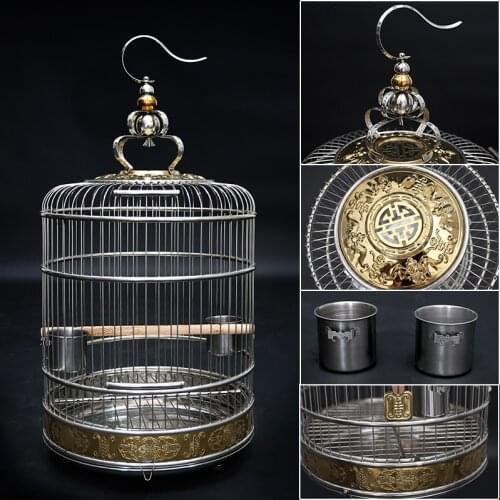 Stainless steel birdcage large and medium size cages Parrot Thrush myna grackle large size villa metal cage