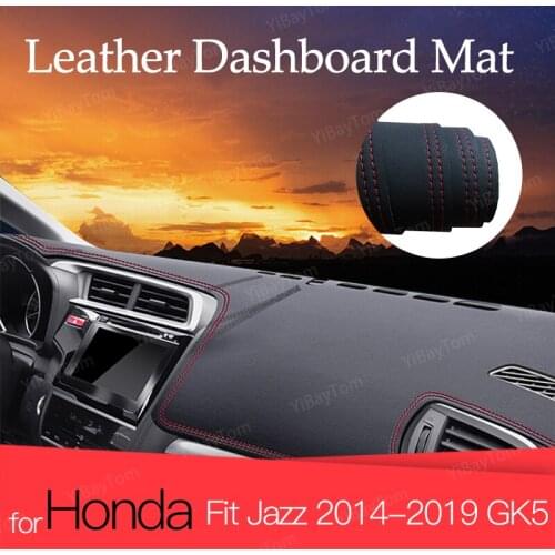 For Honda Fit Jazz 2014-2019 GK5 Suede Leather Dashmat Dashboard Cover Pad Dash Mat Carpet Car-styling Accessories