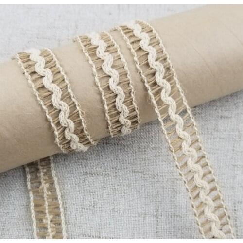 Natural Hollow Hemp Ribbon with Cotton Line Tape Roll Vintage Rustic Wedding Decoration Mariage Wedding Supplies 5M /lot