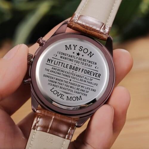 Mom to my son tyou'll always be little boy Send you a surprise luxury sports carved watch Christmas presents. gift