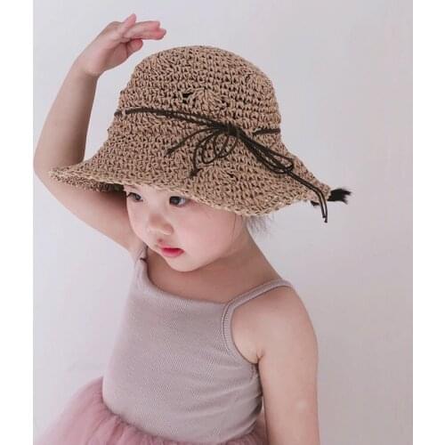 Lovely Bow Girls Hats Summer Sun Hats Straw Hat Kids Outdoor Beach Caps Hats