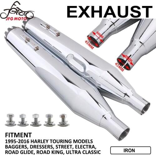 For Harley Touring Bagger Models Dresser Road King Electra Glide 1995-2016 Motorcycle Chrome Exhaust Pipe With Mounting Hardware