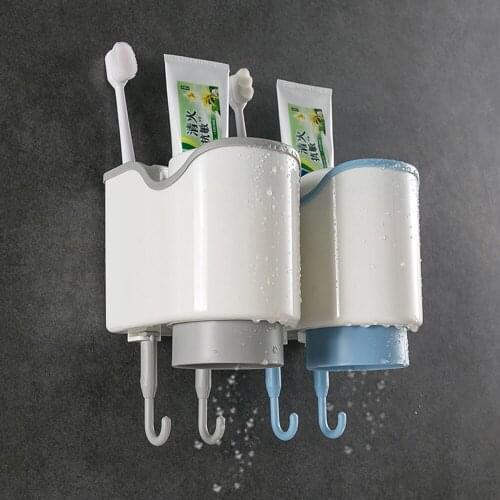 Wall Mounted Toothpaste Holder Toothbrush Stroage Box Rack Cup Hanging Organizer Toothpaste Dispenser Bathroom Accessories
