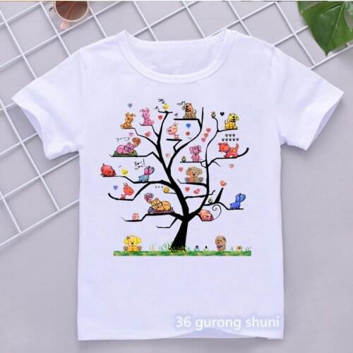 Newly children tshirt interesting yoga tree graphic print boys t shirt summer Harajuku cute girls t-shirt white shortsleeve tops