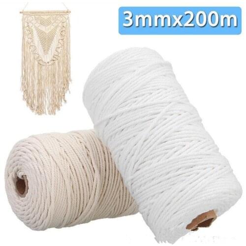New Cotton Cord Rope For Diy Home Craft Bohemian String Handmade Decorative Accessories 3mm x 200m