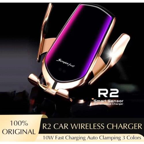 Upgrade R2 Car Wireless Charger 10W Qi Charging Speed Automatic Clamping Phone Holder With Retail Box Wireless Charging Stand