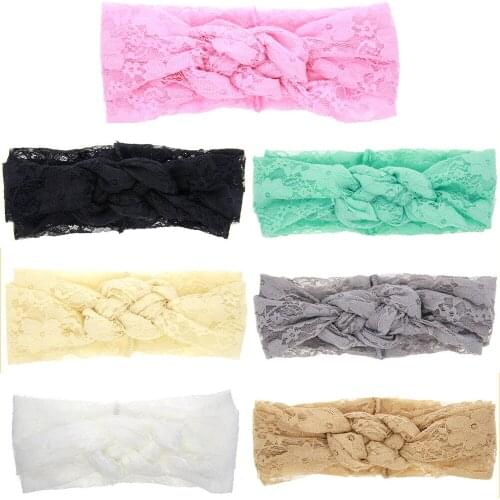Newborn Girl Baby Headband Girl Lace Chinese knot Bead Bow Elastic Infant Little Girl Hair Band Accessories