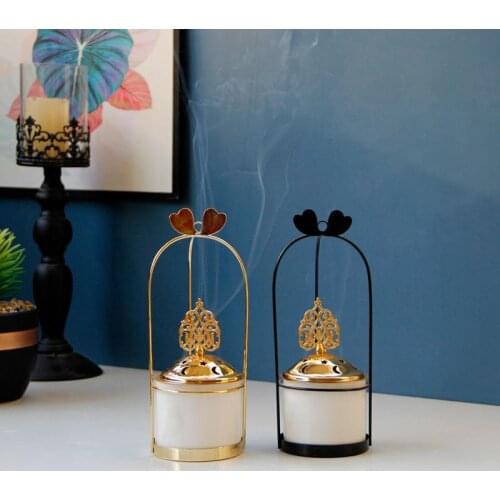 Simplicity Ceramics Incense Holder Creative Hanging Basket Metal And Ceramic Incense Burner With Matel Lid Modern Home Decor