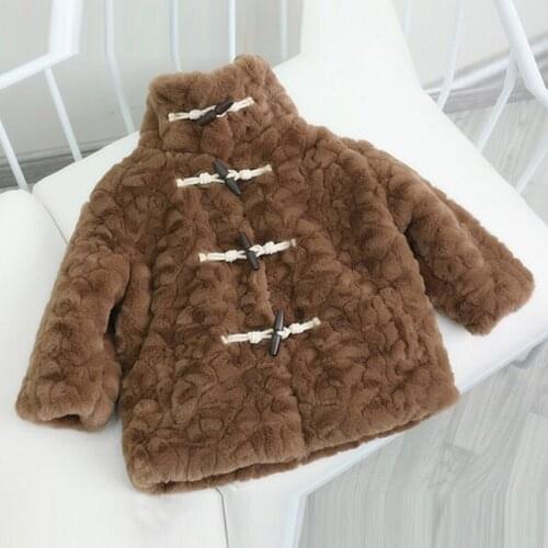 2019 boy Down Jackets Baby Outdoor Horn buckle Warm rabbit faux fur coats Childrens Winter Jackets Kids Fur Collar Outerwear