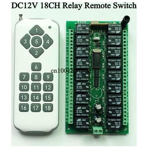 DC 12V 18CH Relay Remote Switch 18 Relay Receiver 18 Button Remote Transmitter Contact RX TX ASK Light Lamp Smart Home Wireless