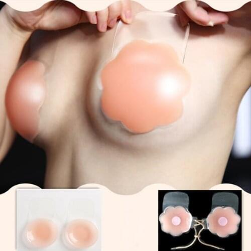 Sale 1 pair Breast Petals Silicone Self-adhesive Stick On Gel Push Up Strapless Backless Invisible Bras Sticker
