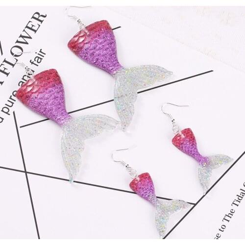 1 pair Fashion mermaid earring flat back Resin Drop Earrings For girl Japan/Korean Fashion Jewelry
