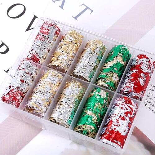 DIY 10Pcs Silk Nail Art Design Foil Lace Fragments Glitter Flakes Decor Manicure Decals Nail Art Sticker Nail Art Decoration