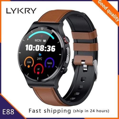 LYKRY E88 Smart Watch 1.32 inch Round Screen BT Call Watches Blood Oxygen Heart Rate Body Temperature Monitor Fitness Tracker